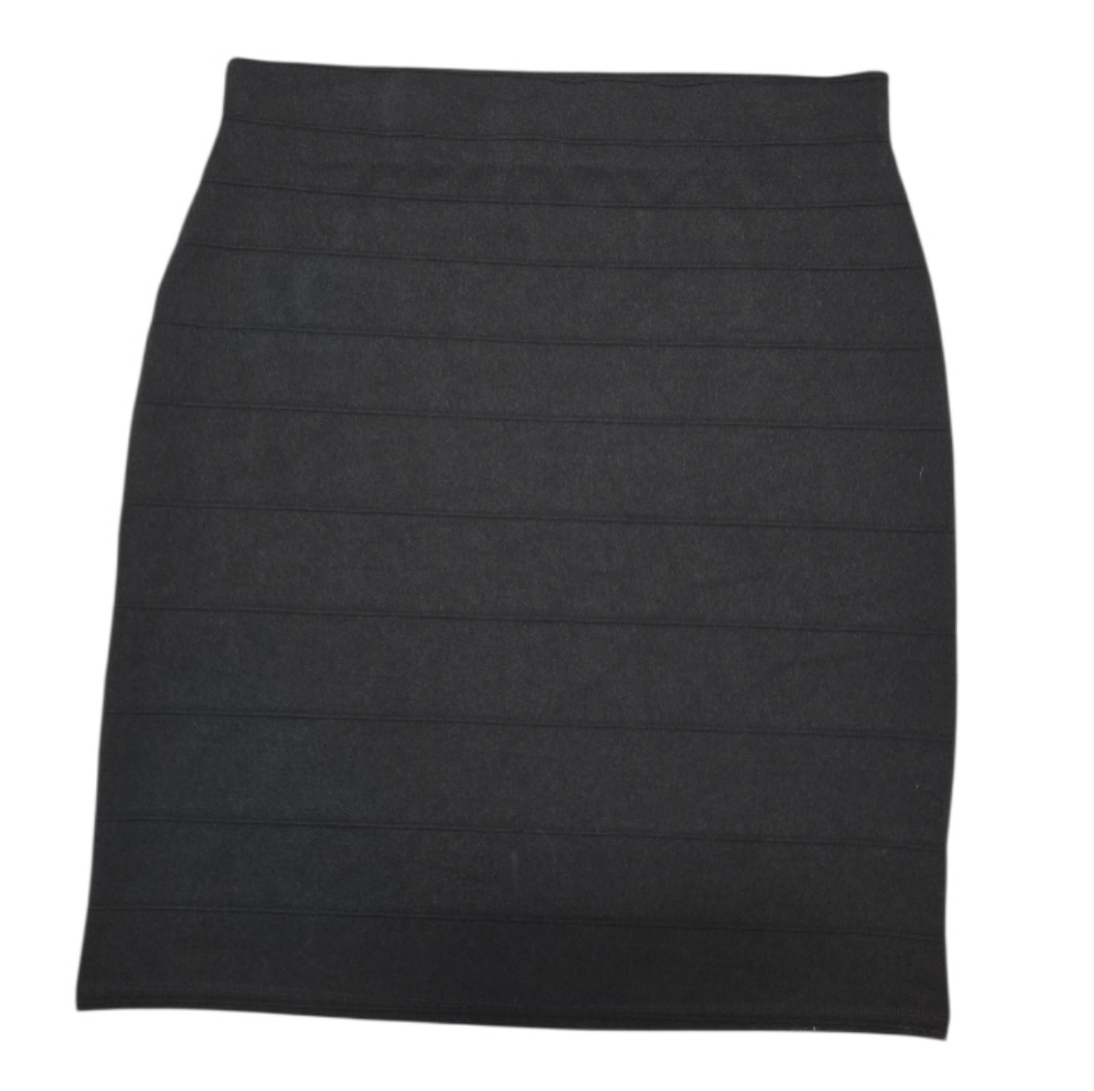 Cato Black Stretch Ribbed Pencil Skirt